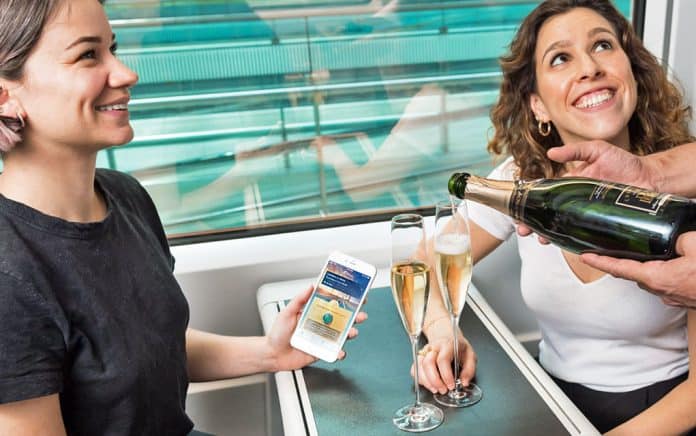 Eurostar passenger sharing champagne