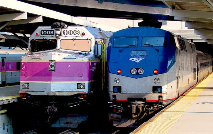 Trains at Boston North Station