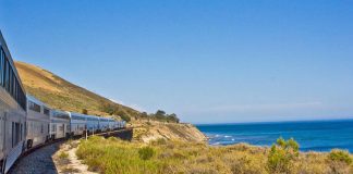 Amtrak's Coast Starlight rolls along the California coast and into the Pacific Northwest's Cascades.
