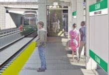 Rendering: Gilman Station on the MBTA's Green Line extension under construction north of Boston.