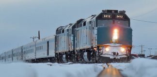 VIA Rail Canada train travels on the Winnipeg-Churchill line prior to its 2017 closure.