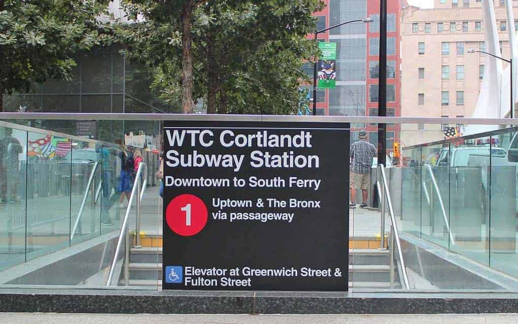 new york wtc cortlandt station street entrance Train Traveling