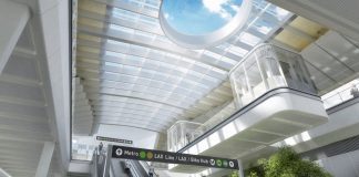 New rendering of main ground floor entrance, LAX Airport Metro Station.