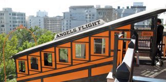 The Angeles Flight funicular in Los Angeles is billed as "the shortest railway in the world."