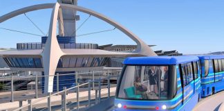Rendering of Los Angeles Airport shuttle which is expected to begin operation in 2023.