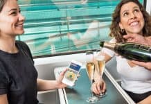Eurostar passenger sharing champagne