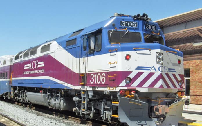 Altamont Commuter Express (ACE) train at San Jose Diridon Station.