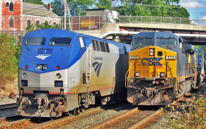 CSX train gaining on Amtraks Lakeshore Limited