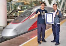 Record-setting brothers on train platform