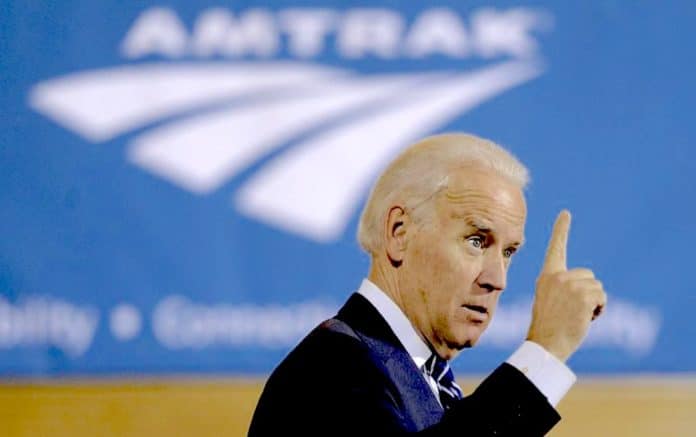 Joe Biden aside Amtrak train