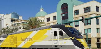 Brighline train in West Palm Beach