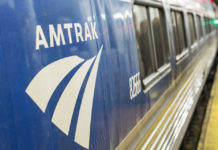 Amtrak train on platform