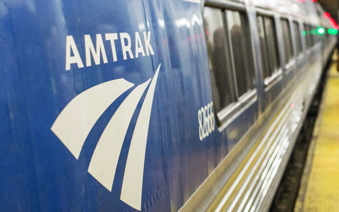 Amtrak train on platform