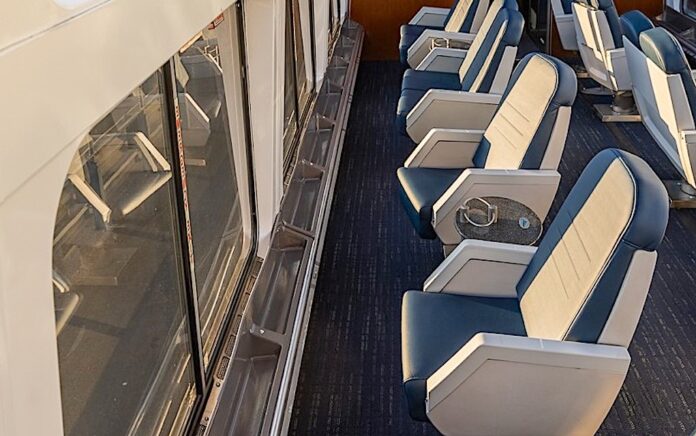 Upgraded Amtrak Superliner Lounge rendering